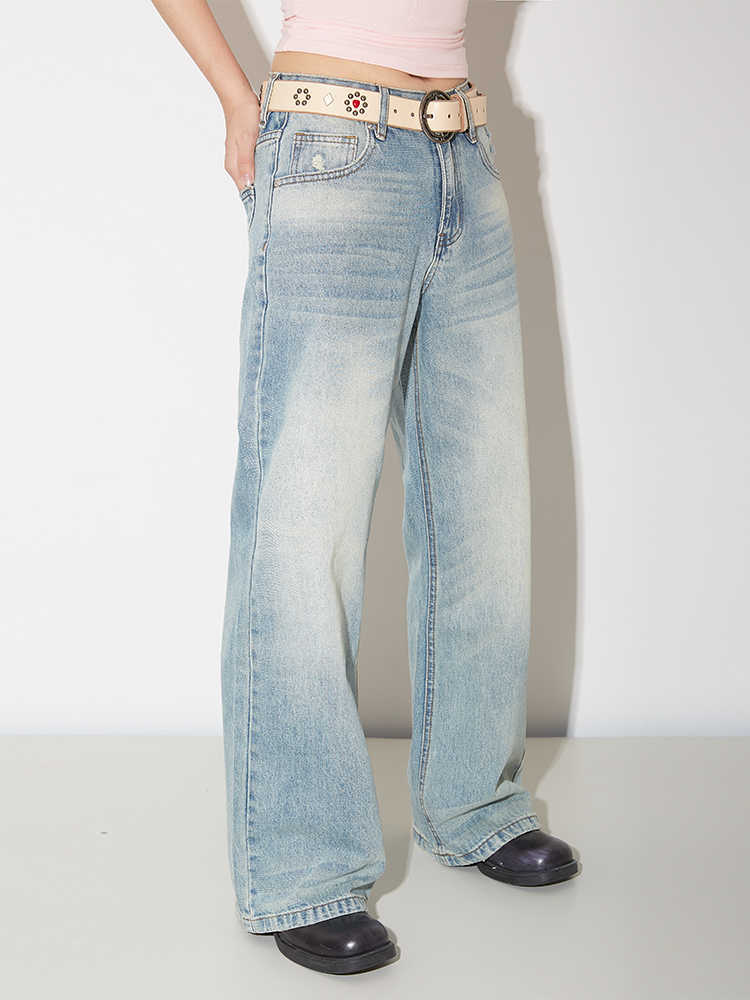 Women's Wide-leg Jeans Fashion High Waist Straight Pants