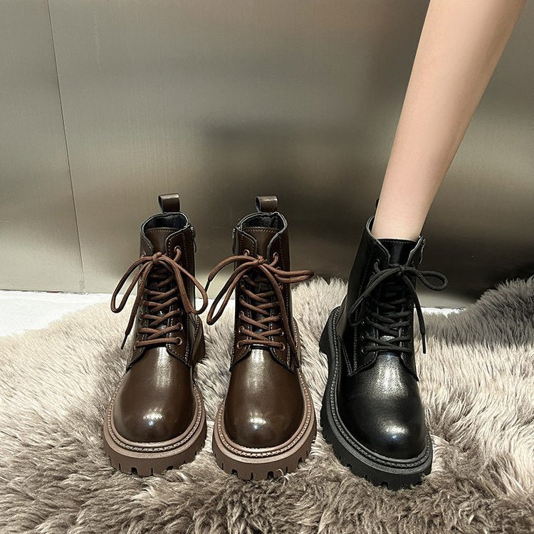 British Style Martin Boots For Women Fleece-lined Platform