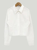 Waist-tight Slimming And Short Long-sleeved Shirt Women's Lapel Shirt