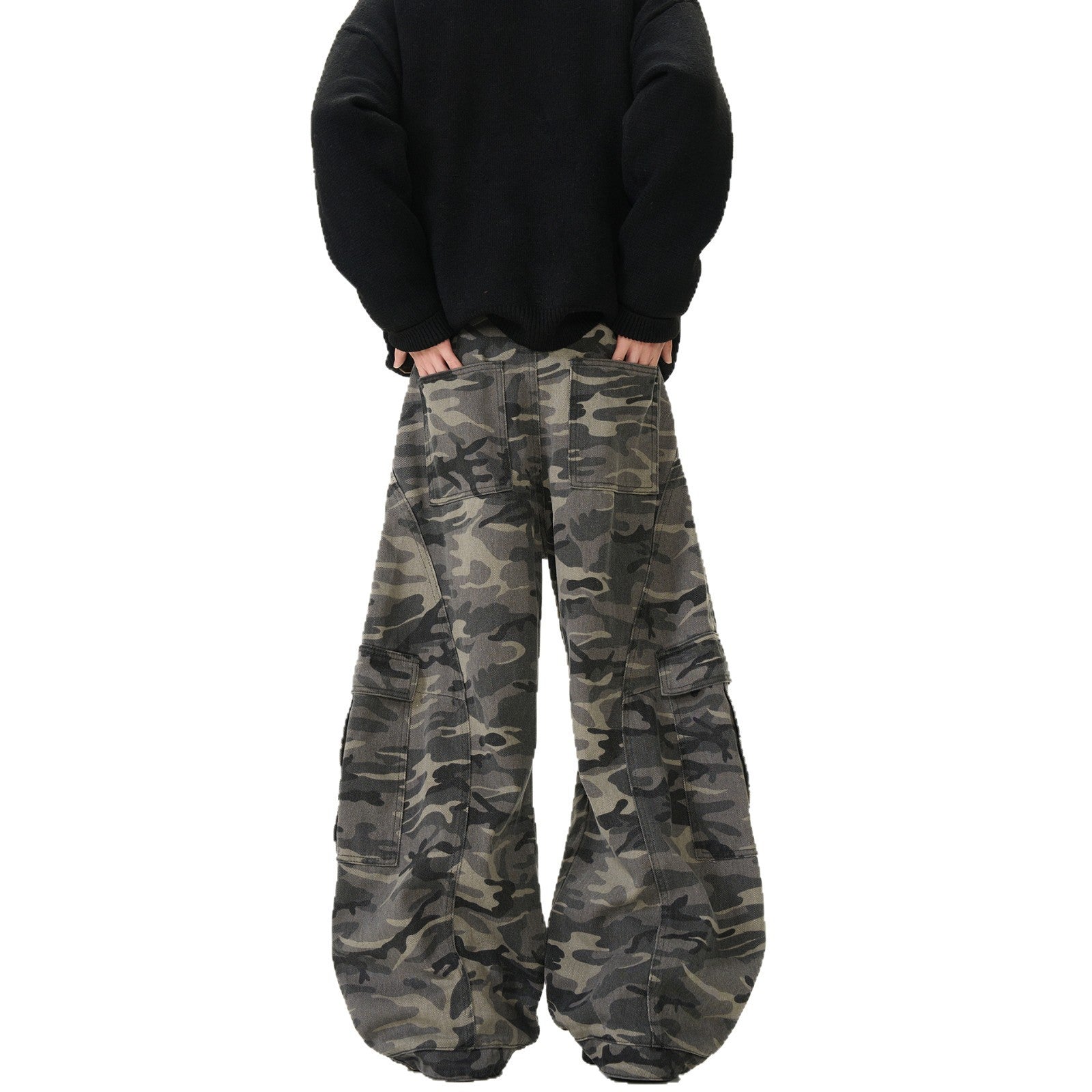 American Fashion Brand Camouflaged Male Loose Casual Retro Machete Jeans