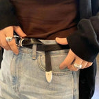 Artistic Youth Fan Silver Decorative Pin Buckle Belt Fashion Match