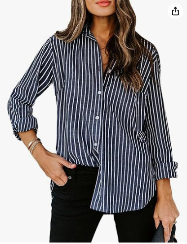 European And American Trendy Shirt Striped Pattern Printed 3D Shirt