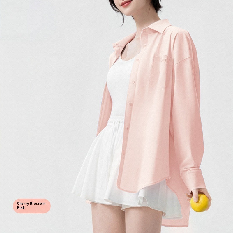 Summer Sun Protection Shirt Women's Anti-wrinkle Ice Silk