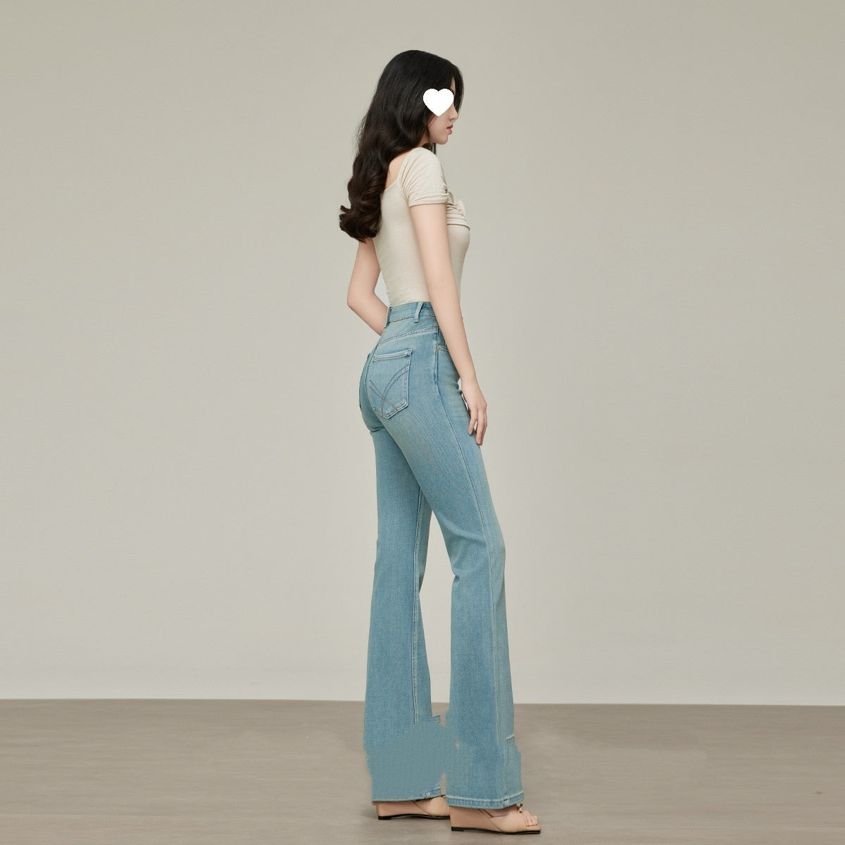 Skinny Jeans Women's High Waist Spring Summer  Small Flared Pants Light Color