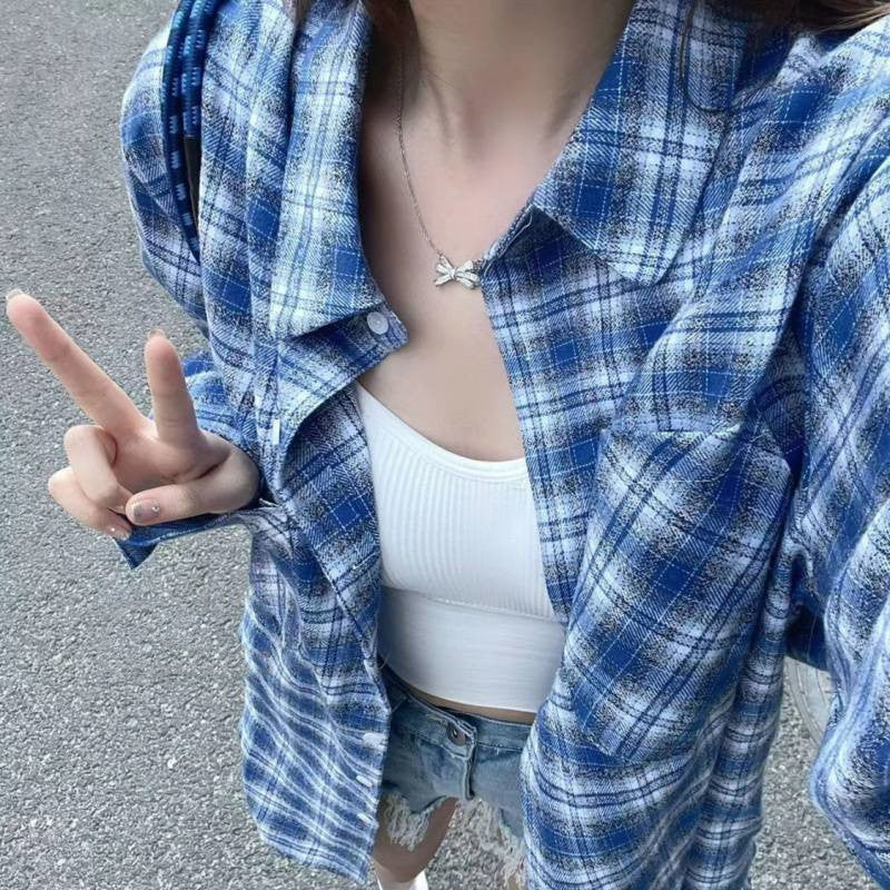 Fashionable Personalized Plaid Shirt For Women