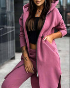 Fashionable Casual Fleece Hooded Sweatshirt Suit For Women